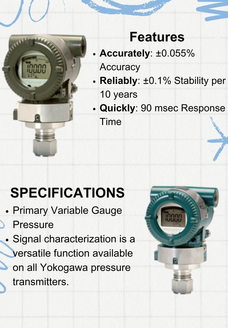 مشخصات و ویژگی های ترانسمیتر فشار EJA530E یوکوگاوا